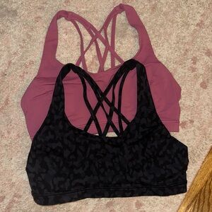Lululemon Free To Be Serene Bra 2PK- Mauve and Black Leopard - Size 10
